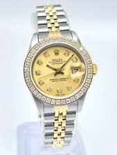 Rolex Datejust 26mm 69173 Champagne Diamond Dial Diamond Bezel Two Tone Papers
