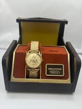 Vintage Bulova Accutron Quartz Masonic Watch Gold Tone Freemason Dial w/ Box