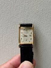 WALTHAM Cal.750B Wristwatch 1940s Small Seconds White Dial Black Croc