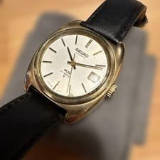 King Seiko 5625-7070 CAP GOLD Black Manual Wind Watch Vintage