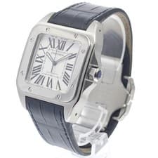 CARTIER SANTOS 100 LM W20076X8 38mm SS Leather Automatic Silver Dial #C136