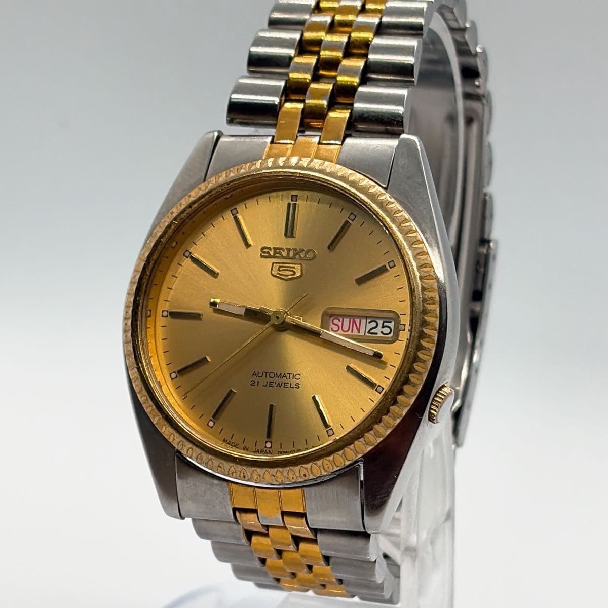 Seiko 5 Automatic Watch 7S26 3110 Gold Dial Japan wrist 17cm NB/NA