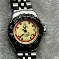 TAG Heuer Formula1 371.508 Cream/Red Dial Black Qz Men's Used From JAPAN