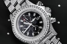 Breitling Super Avenger Watch. Black Dial Model Custom Diamond Watch A13370.