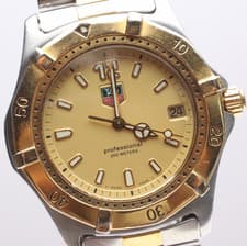 [EXC+5] TAG HEUER Professional WK1121 36mm Gold Dial Date Men's Quartz Watch