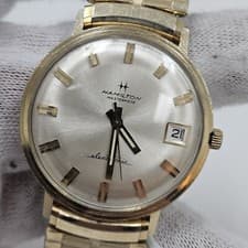 Vintage Hamilton Masterpiece 10k Gold Electronic Mens Wrist Watch Date Working