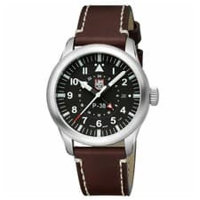 Luminox Men's Watch P-38 Lightning Date Display Brown Leather Strap XA.9521