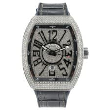 Franck Muller Vanguard Diamond Steel Black Dial 45mm Auto Watch V45 SC DT
