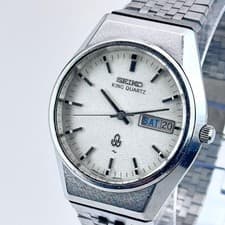 Seiko King Quartz 0853-8025 Wristwatch Timepiece Stainless Steel White