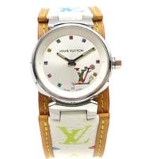 Louis Vuitton Tambour Quartz Watch Stainless Steel And Monogram Multicolor Watch