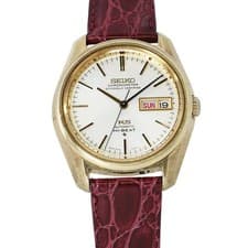 SEIKO King SEIKO Day-Date 36mm Cap Gold/Leather Silver Dial 5626-7040