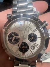 Tiffany & Co. Automatic Chronograph Watch ATLAS Date Round Dial Silver Band