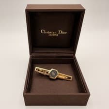 $450 Dior ONYX  Stone Tie Clip Bar Clasp Gold Plated Germany Authentic 100%