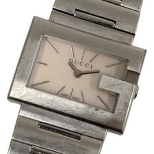 GUCCI 100L G Rectangle Shell Dial Quartz Watch Silver / C266 Authentic