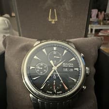 Bulova Accu Swiss 63C113 “Gemini” Chronograph Automatic, Black Dial