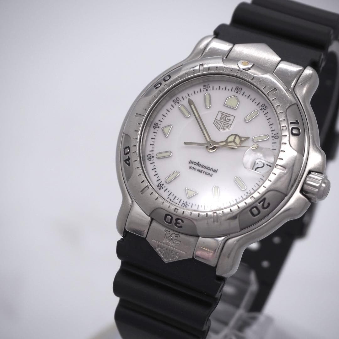TAG Heuer Professional 6000 WH1111-K1 Silver Date Men Watch New Band Aftermarket