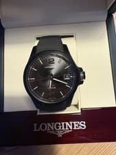 Longines Conquest V.H.P. Black PVD Rubber Perpetual Date L3.716.2.56.9