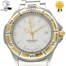 Vintage [Exc+5] TAG HEUER 995.713A 200m White Dial Gold Silver Men' Watch JAPAN