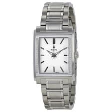 BULOVA Men's Watch Stainless Steel rectangle shape white dial 96E113