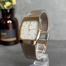 Seiko Dolce Vintage Square Tungsten Timepiece Gold Quartz Watch Authentic Rare