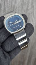 Mido Commander NOS Beauty Blue Dial Automatic 25 Jewels Mens Wrist Watch Swiss
