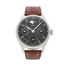 IWC Portuguese Perpetual Calendar White Gold Auto 44mm Grey Watch IW5023-07