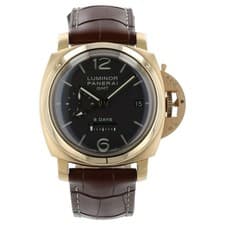 Panerai Luminor 8 Day GMT Brown Dial 18k Rose Gold 44mm Manual Wind PAM00289