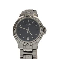 Used GUCCI◆Quartz watch/analog/stainless steel/BLK/SLV/9040M