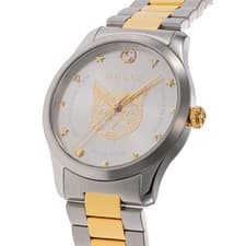 New Gucci Ladies Watch YA1264074 G Timeless Quartz Silver x Silver Yellow Gold A