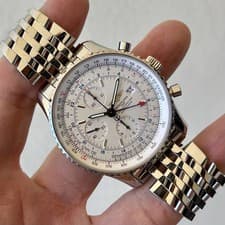 Minty Breitling Navitimer World GMT 46mm Silver Chrono A24322 Box Paper Serviced