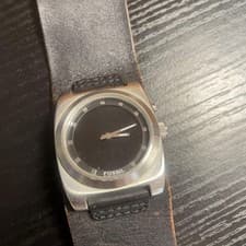 Fossil Leather Band Watch Black Unisex Quartz 40mm