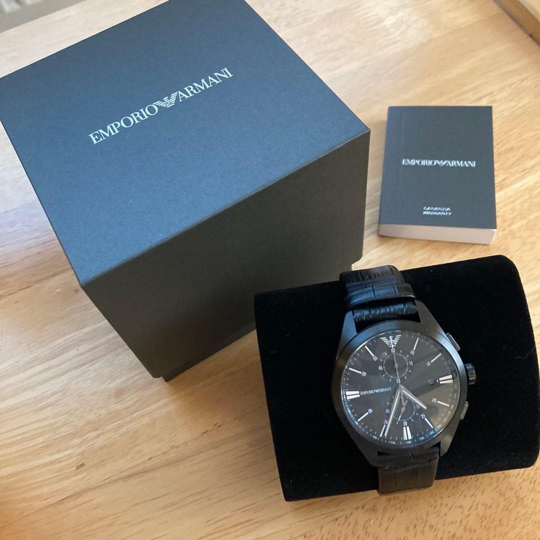 EMPORIO ARMANI AR11483 Wristwatch Black Leather Timepiece Gift Ready Today