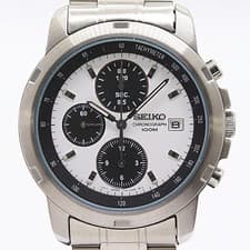 Seiko Chronograph Watch 7T92-0BF0 White Black Dial Mens Boxed