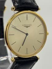 Longines Grand Classic Quartz Men's Watch 33mm Gold Dial with Authentic Buckle