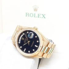 Rolex 36mm Oyster Perpetual 18K Yellow Gold Black Diamonds Day-Date REF: 18238