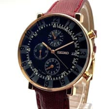 Seiko Chronograph Quartz Mens Watch 39mm 7T92-0TL0 Gold Tone Wristwatch 19cm