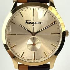 Salvatore Ferragamo Slim Series Quartz Watch Silver Leather From Japan