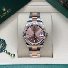 Rolex Datejust 31 Rose Pink Index Dial Diamond Bezel Two Tone Rose Gold Oyster