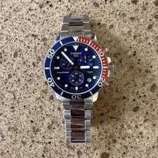 Tissot Seastar Chronograph Diver Watch Blue Dial Stainless Steel Bracelet Quartz