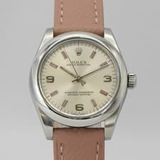 Ladies Rolex Oyster Perpetual 31 Watch Stainless Steel 177200 Pink Baton Markers