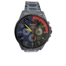 Used SEIKO◆Solar watch/analog/BLK/SLV/V175-0AE0