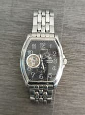 Orient Automatic Men’s Watch Black Dial Skeleton Back Steel Used Authentic