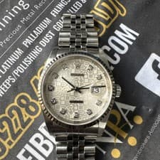 Gents Steel & White Gold Rolex Datejust 36 16234 Custom Silver Diamond Dial
