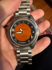 FOSSIL Big Tic Chino Numeric Round Watch Rare