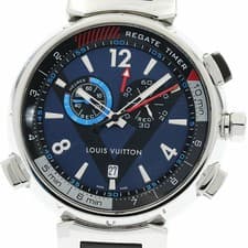 LOUIS VUITTON WATCH Q102D TAMBOUR REGATTA CHRONOGRAPH ALARM QUARTZ DATE SS MEN'S