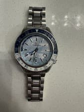 Grand Seiko GMT Hi-Beat 36000 Automatic Date Light Blue Sunburst Dial Steel