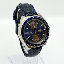 SEIKO Watch 5 Sports Speedtimer 6138-0030 Square Leather 45mm Men's Auth Rare