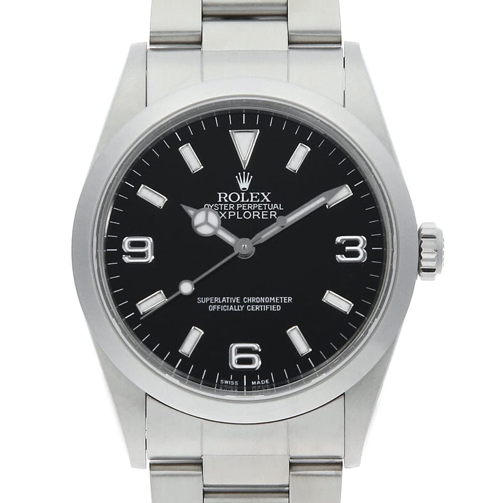 ROLEX Explorer I 14270 black A Number second hand mens