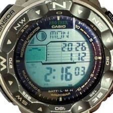 Casio PRW-2500T-7JF Pro Trek Watch Titanium Silver Tested Japan Used F/S