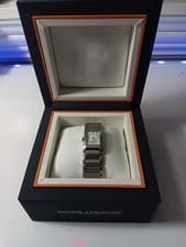 Baume & Mercier Rectangle Silver Analog Watch Roman Numerals Box & Manual